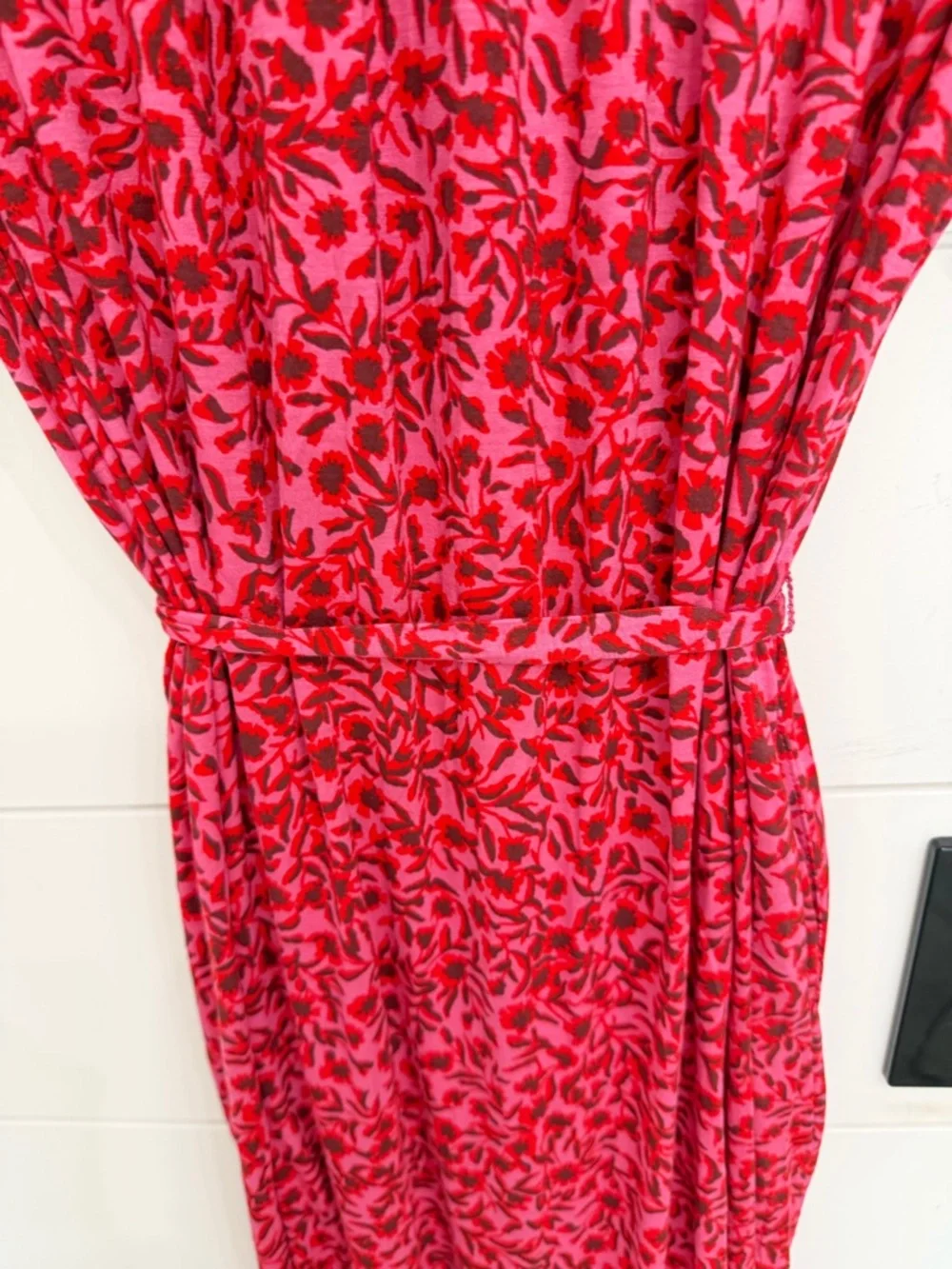 Boden pink floral ruched Yoke Detail Jersey Midi Dress Size 10R 36413 - Picture 8 of 14